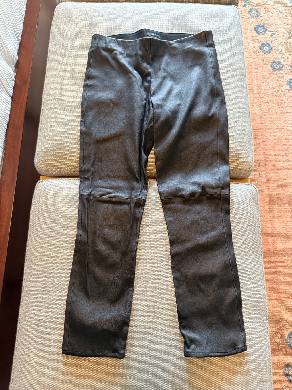 Theory Black Leather Cropped Leggings